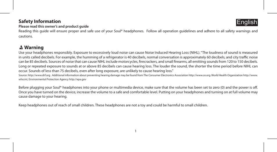 English | Soul Electronics SL100 User Manual | Page 3 / 148