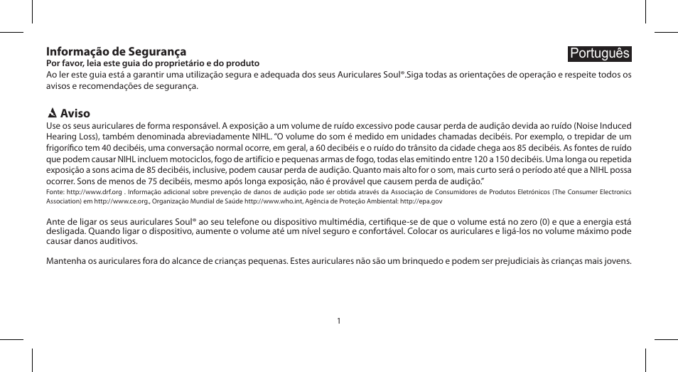 Português | Soul Electronics SL100 User Manual | Page 62 / 148