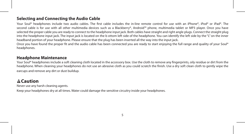Caution | Soul Electronics SL100 User Manual | Page 7 / 148