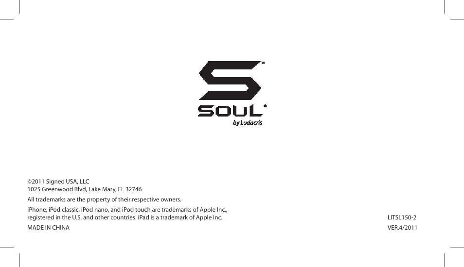 Soul Electronics SL150 User Manual | Page 121 / 121
