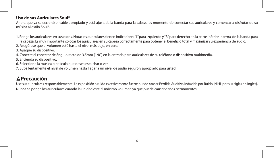 Precaución | Soul Electronics SL150 User Manual | Page 16 / 121