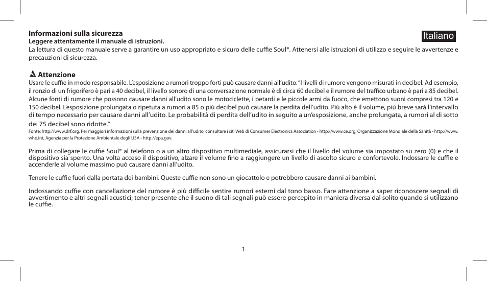 Italiano | Soul Electronics SL150 User Manual | Page 37 / 121