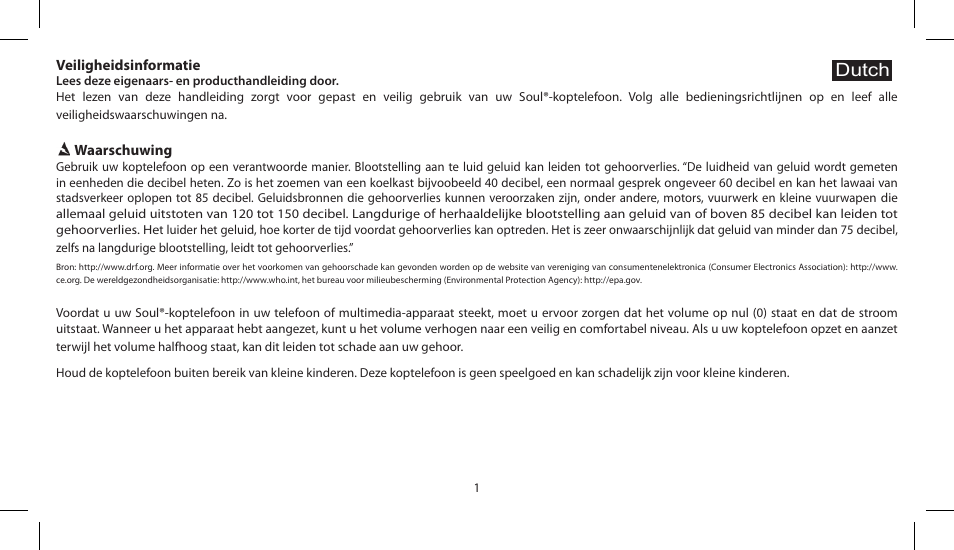 Dutch | Soul Electronics SL150 User Manual | Page 60 / 121