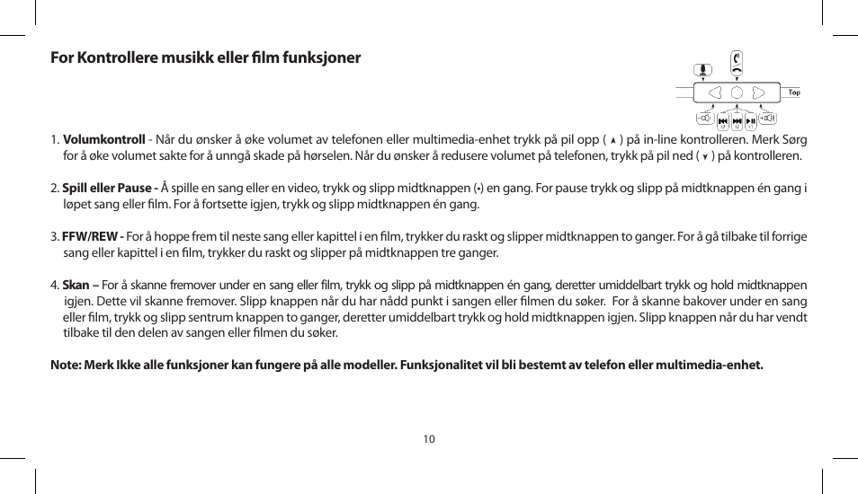 For kontrollere musikk eller film funksjoner | Soul Electronics SL300 User Manual | Page 144 / 183