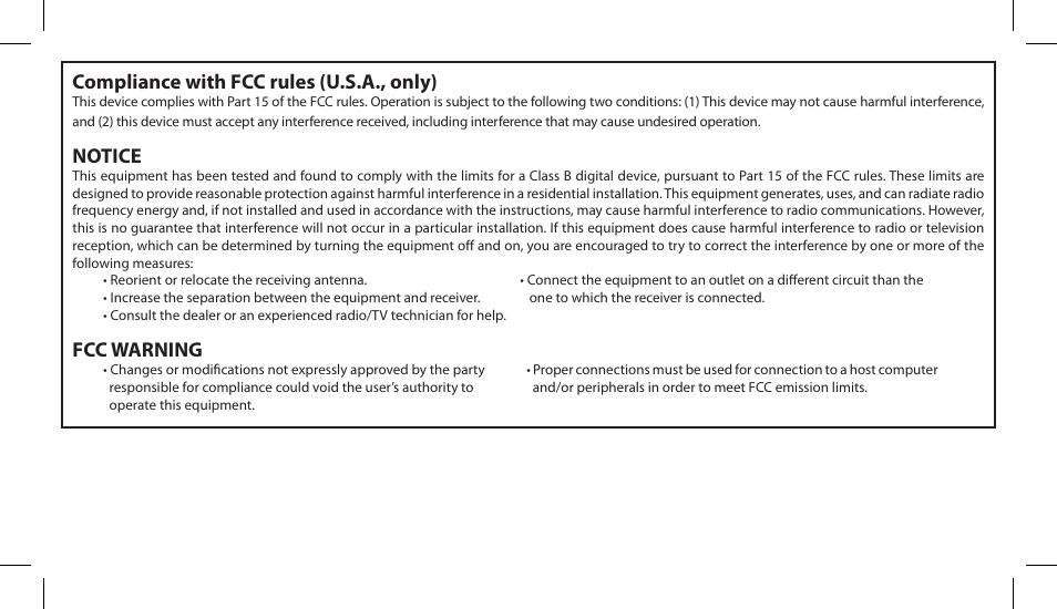 Compliance with fcc rules (u.s.a., only), Notice, Fcc warning | Soul Electronics SL300 User Manual | Page 2 / 183