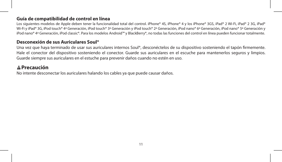 Precaución | Soul Electronics SL300 User Manual | Page 25 / 183