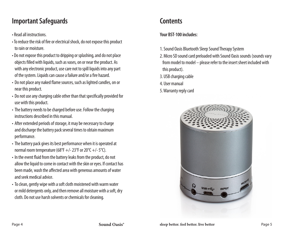 Sound Oasis BST-100 User Manual | Page 3 / 9