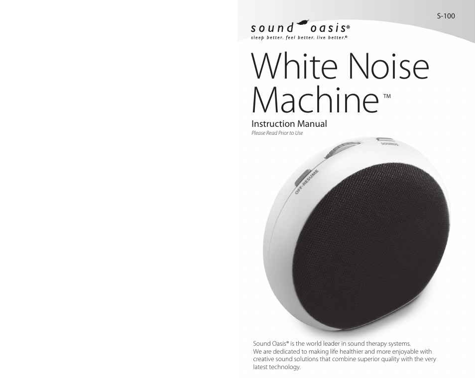 Sound Oasis S-100 User Manual | 6 pages