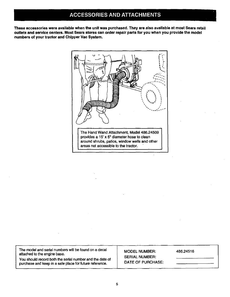 Accessories and attachments | Craftsman 486.24516 User Manual | Page 5 / 32