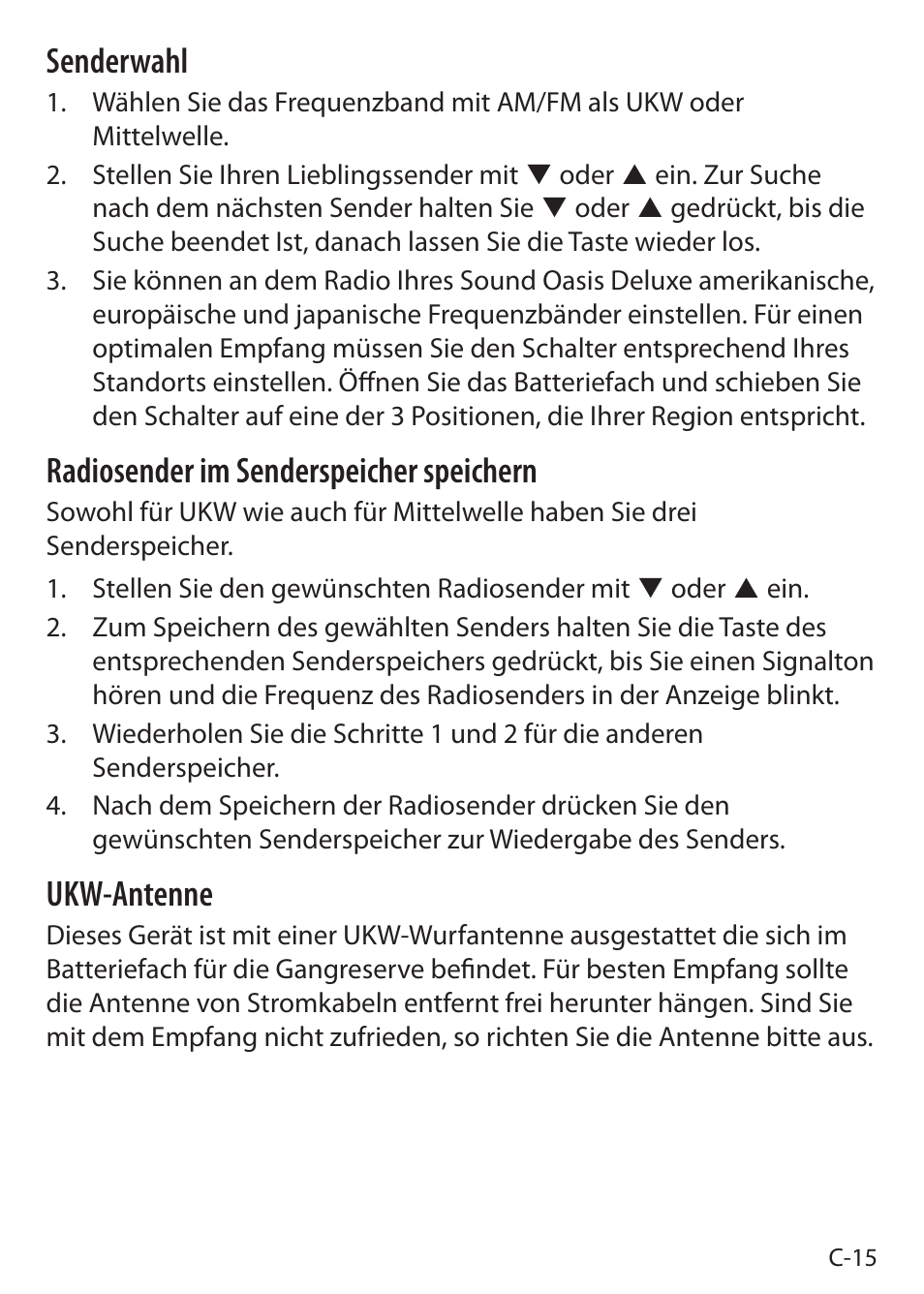 Senderwahl, Radiosender im senderspeicher speichern, Ukw-antenne | Sound Oasis S-5000 User Manual | Page 55 / 118
