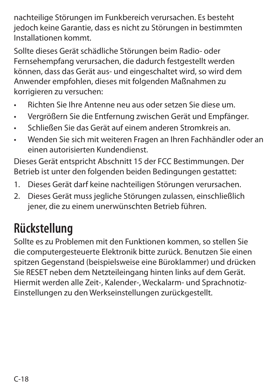 Rückstellung | Sound Oasis S-5000 User Manual | Page 58 / 118