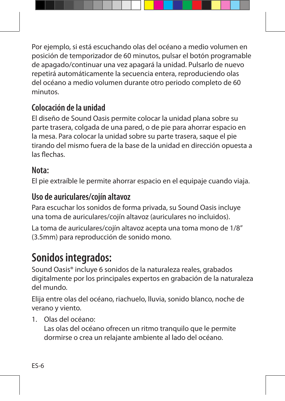 Sonidos integrados | Sound Oasis S-550-05 User Manual | Page 27 / 32
