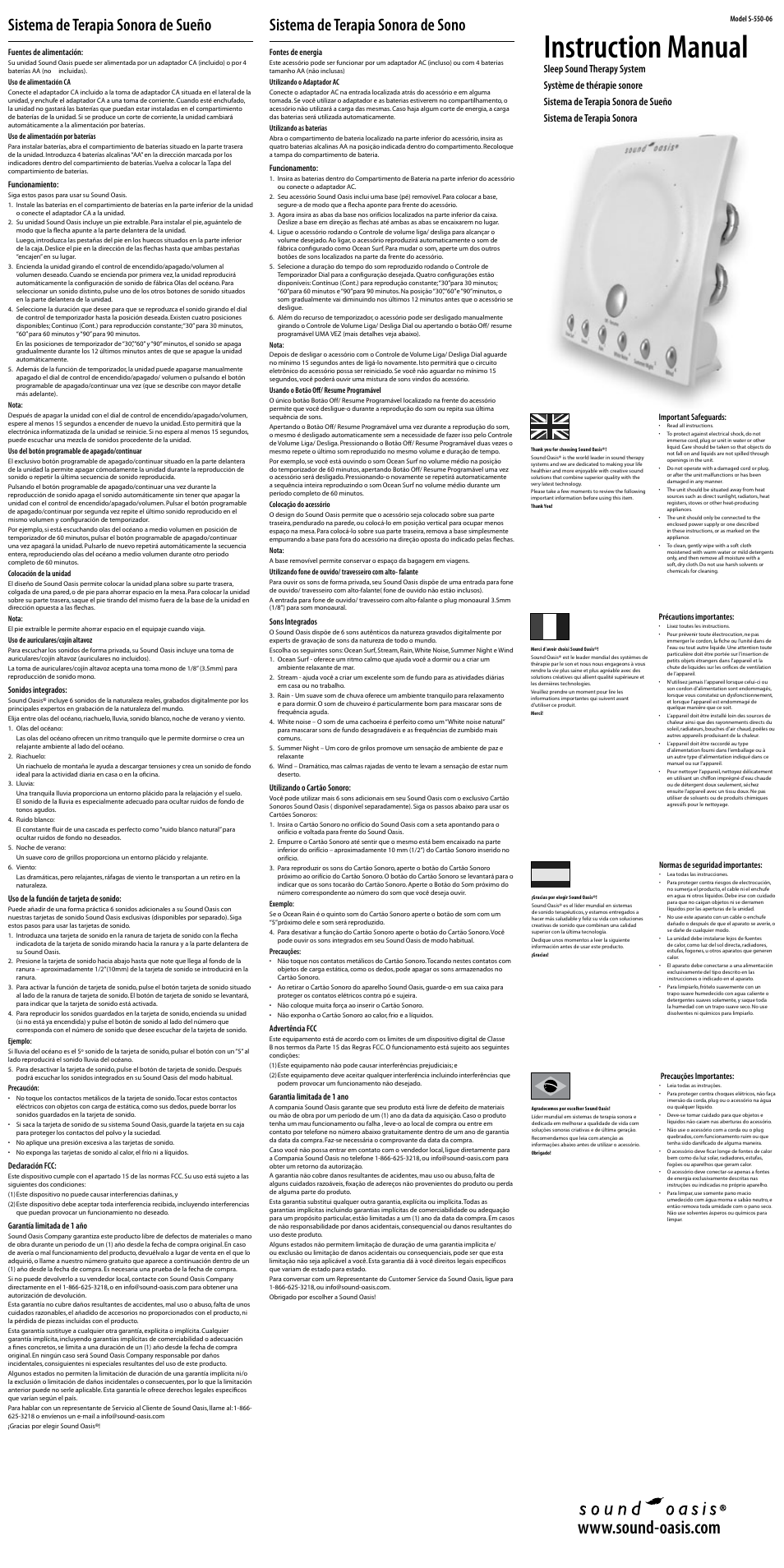 Sound Oasis S-550-06 User Manual | 2 pages