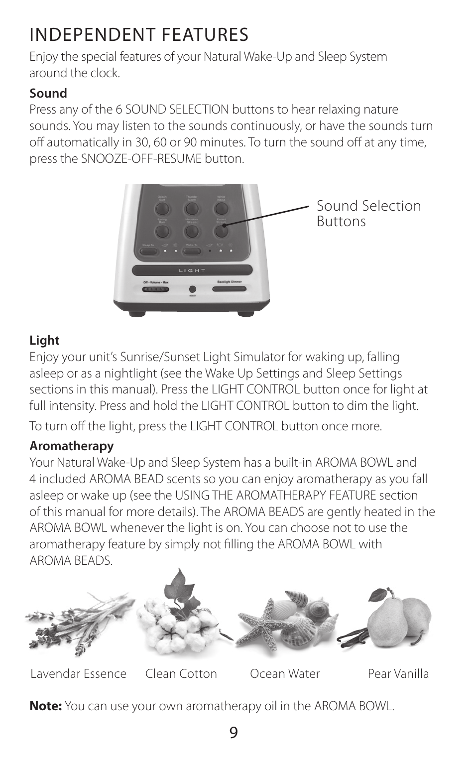 Independent features | Sound Oasis BLS-100SO User Manual | Page 10 / 20