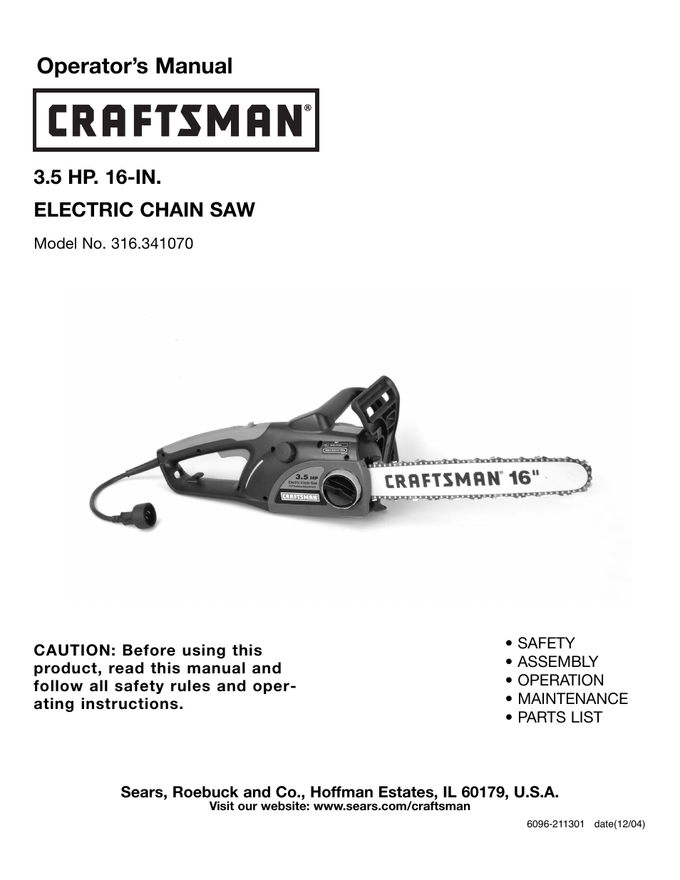 Craftsman 316.34107 User Manual | 23 pages