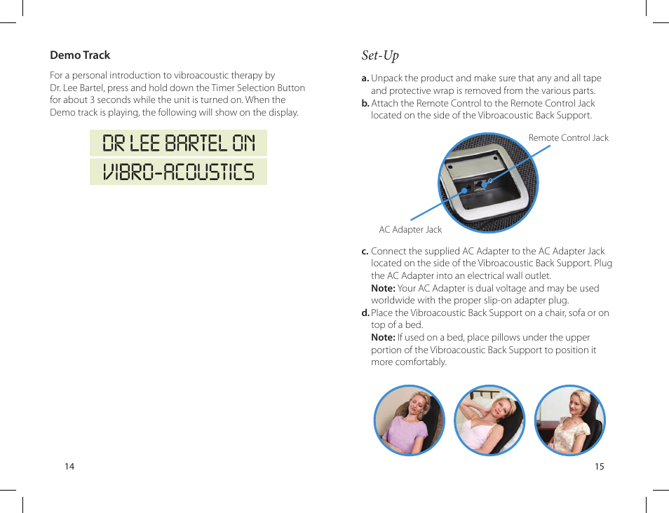 Set-up | Sound Oasis VTS-1000 User Manual | Page 9 / 14