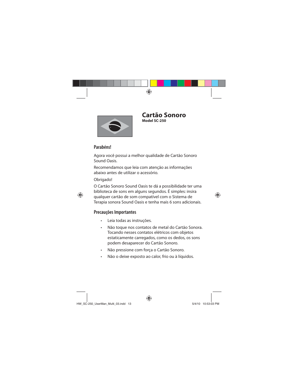 Cartão sonoro | Sound Oasis SC-250-02 User Manual | Page 12 / 17