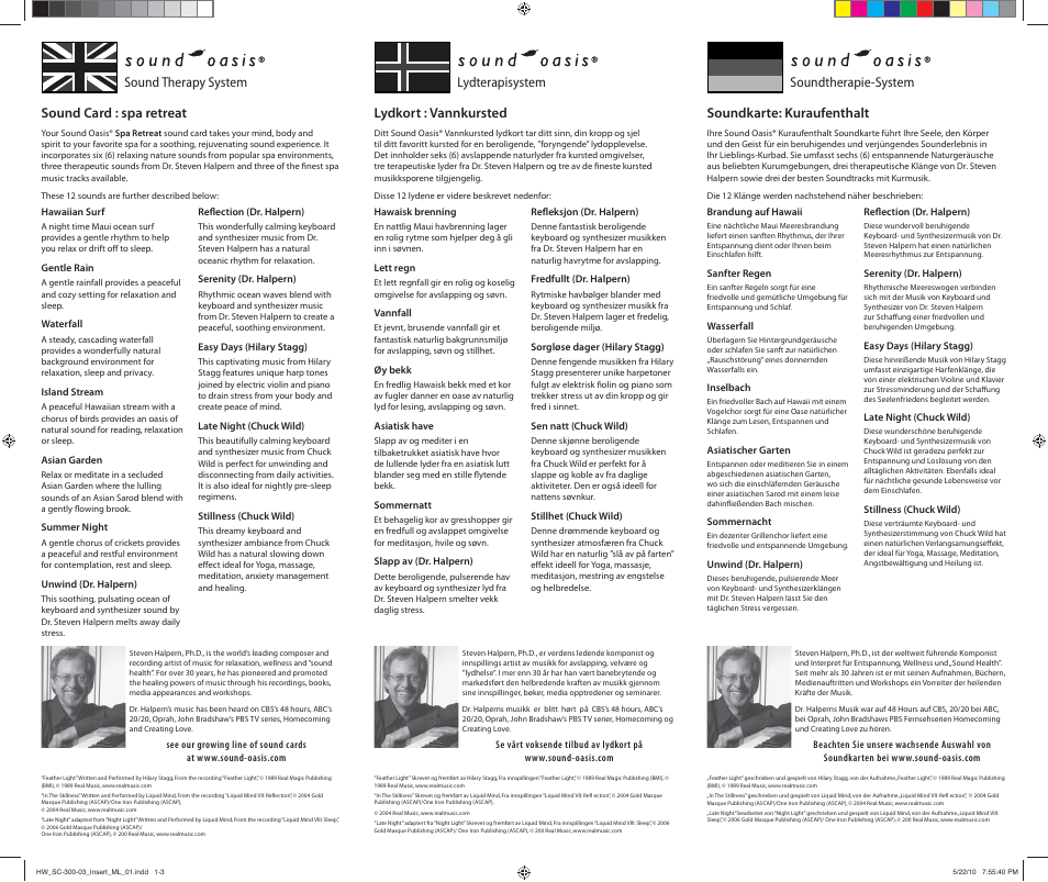 Sound Oasis SC-300-03 User Manual | 2 pages