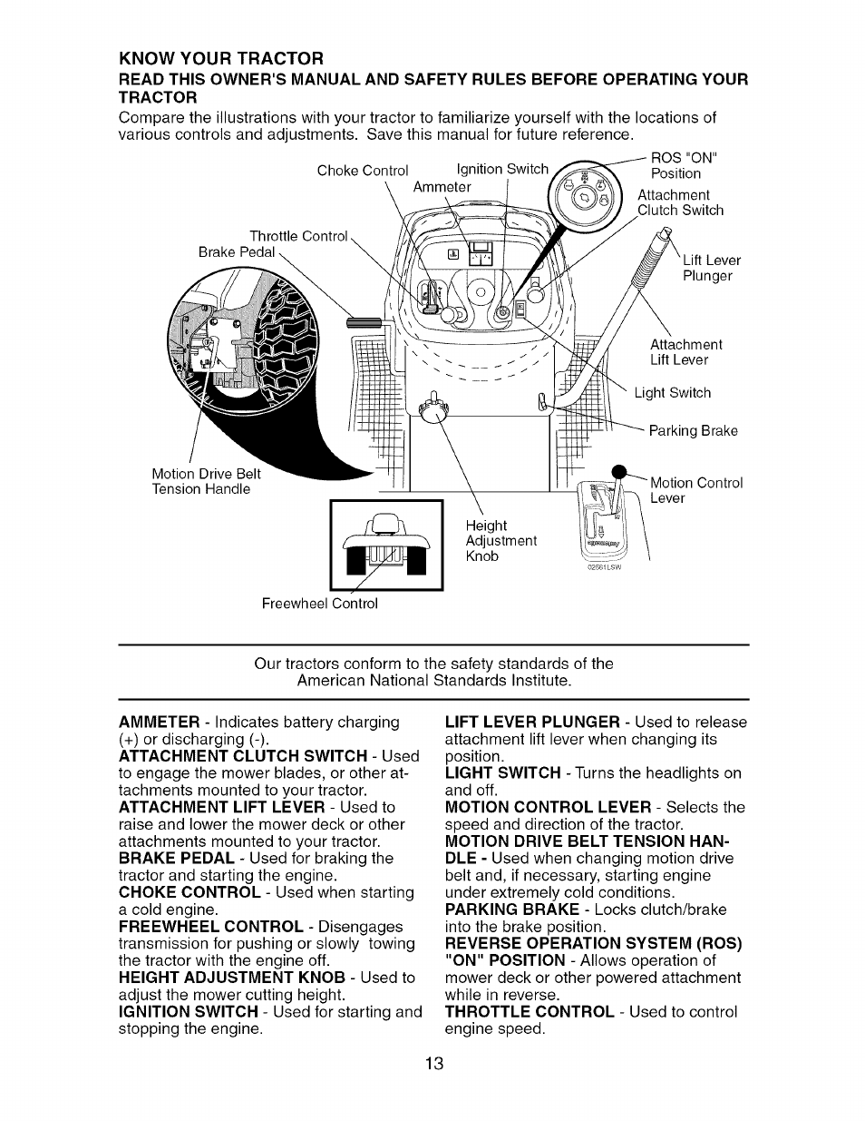 Know your tractor | Craftsman 917.276240 User Manual | Page 13 / 60