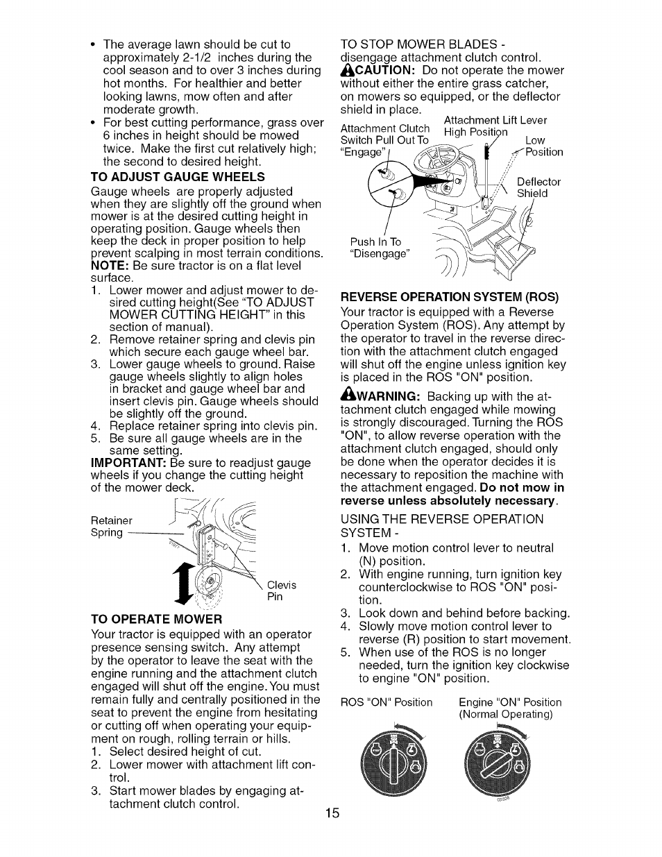 Reverse operation system (ros) | Craftsman 917.276240 User Manual | Page 15 / 60