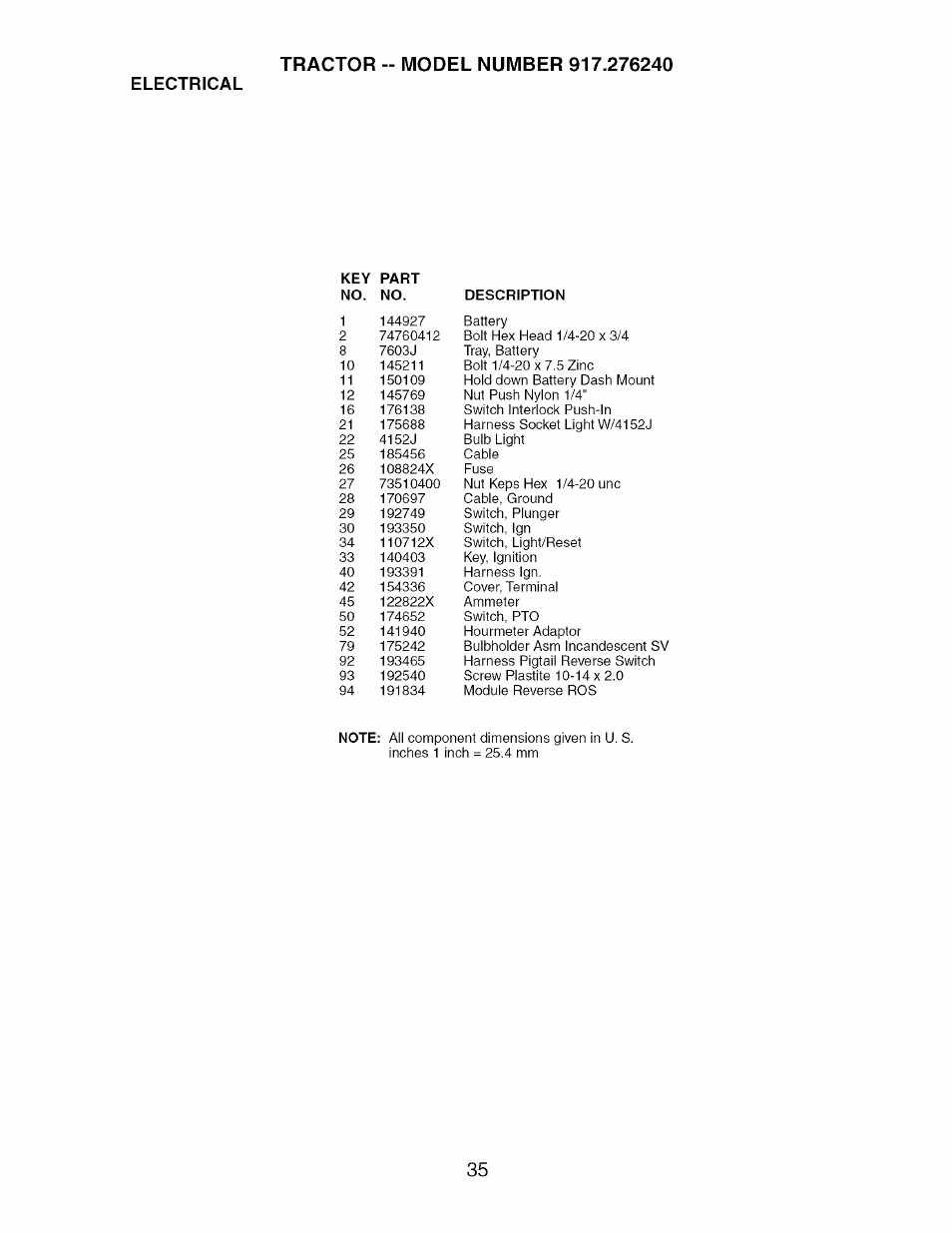 Electrical | Craftsman 917.276240 User Manual | Page 35 / 60