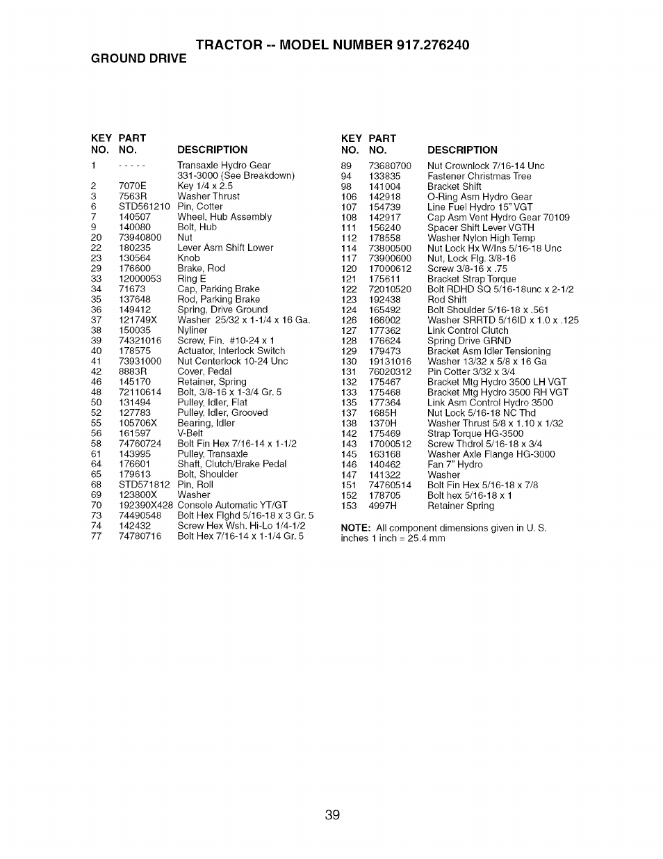 Ground drive | Craftsman 917.276240 User Manual | Page 39 / 60