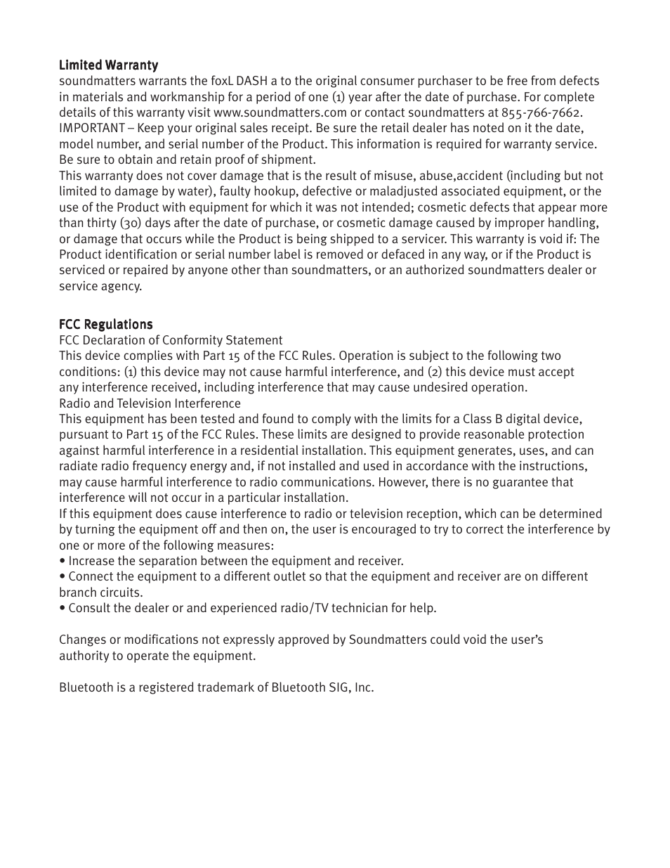Soundmatters foxL DASH Manual User Manual | Page 5 / 5