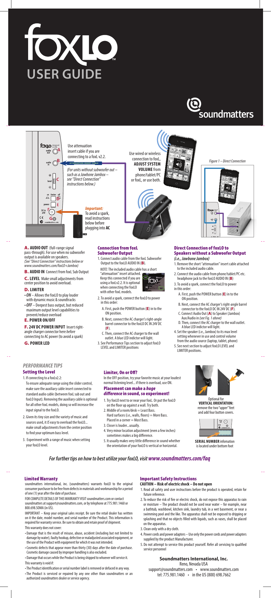 Soundmatters FOXLO User Manual | 3 pages