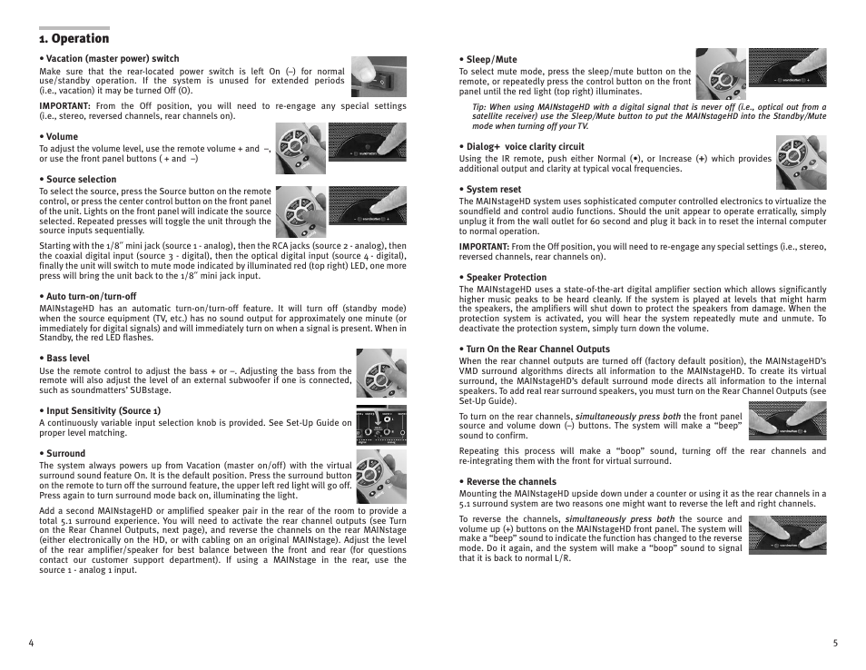 Operation | Soundmatters MAINstage HD Manual User Manual | Page 3 / 6