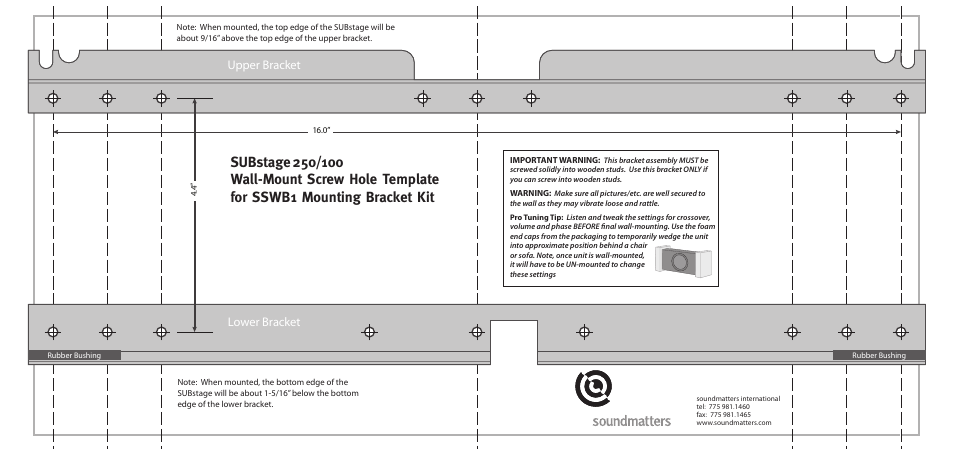 Upper bracket lower bracket | Soundmatters SUBstageWall Bracket User Manual | Page 2 / 4