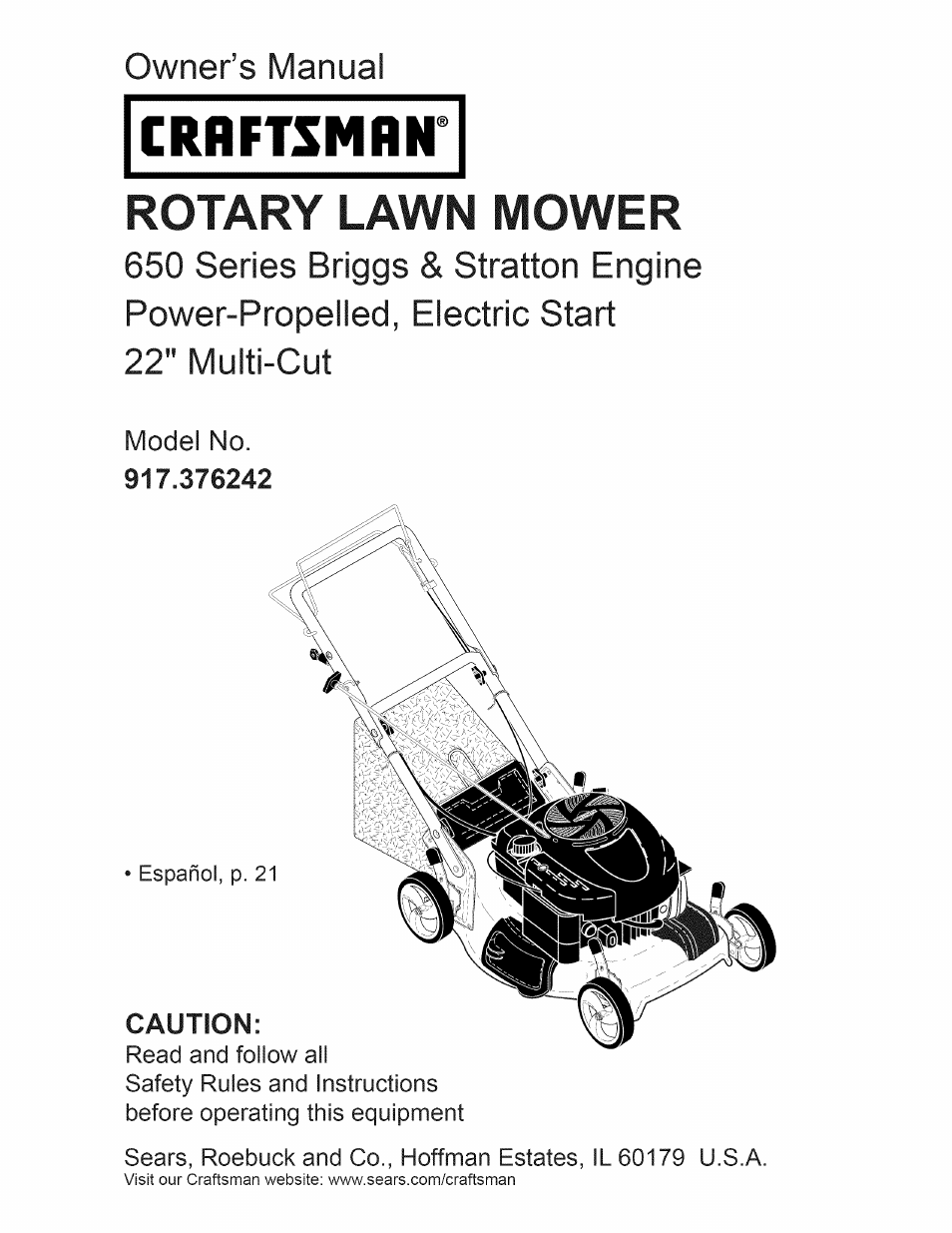 Craftsman 917.376242 User Manual | 52 pages