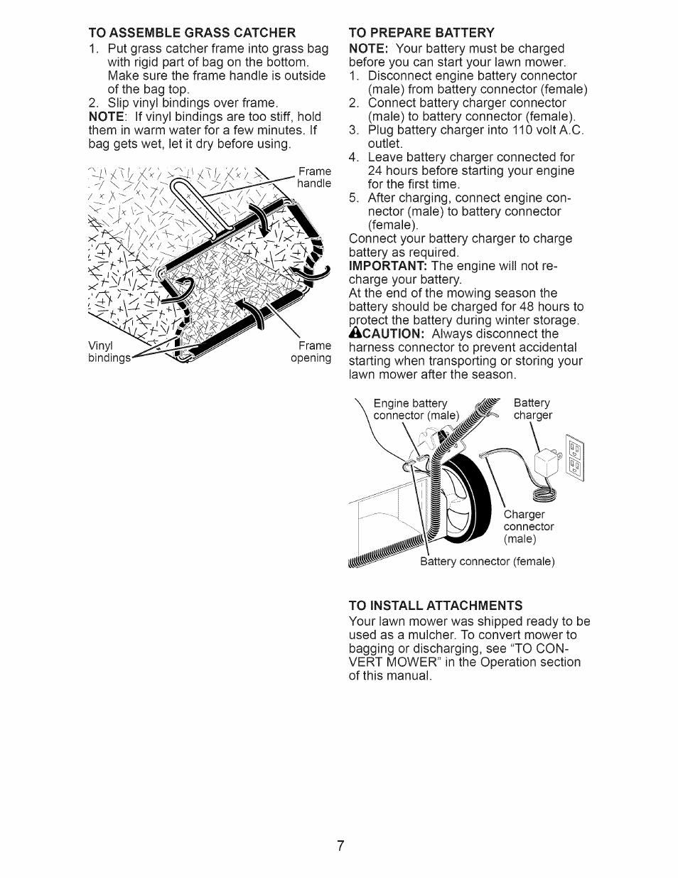 To prepare battery, To install attachments | Craftsman 917.376242 User Manual | Page 7 / 52