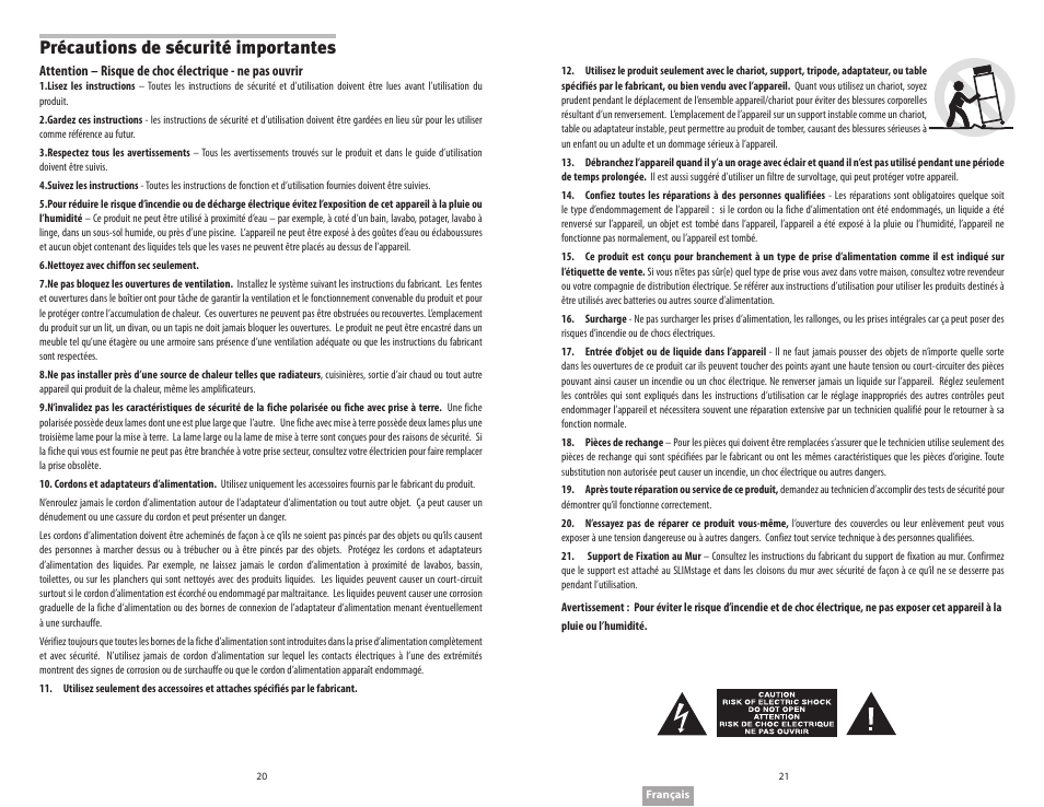 Précautions de sécurité importantes | Soundmatters SLIMstage Manual User Manual | Page 11 / 56
