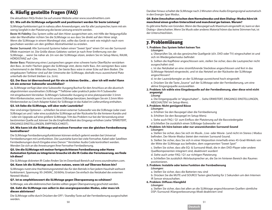 Häufig gestellte fragen (faq), Problemlösung | Soundmatters SLIMstage Manual User Manual | Page 26 / 56