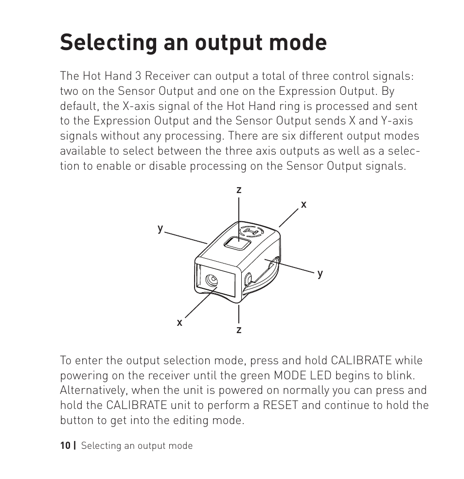 Selecting an output mode | Source Audio Hot Hand 3 Universal Wireless Adapter User Manual | Page 10 / 16