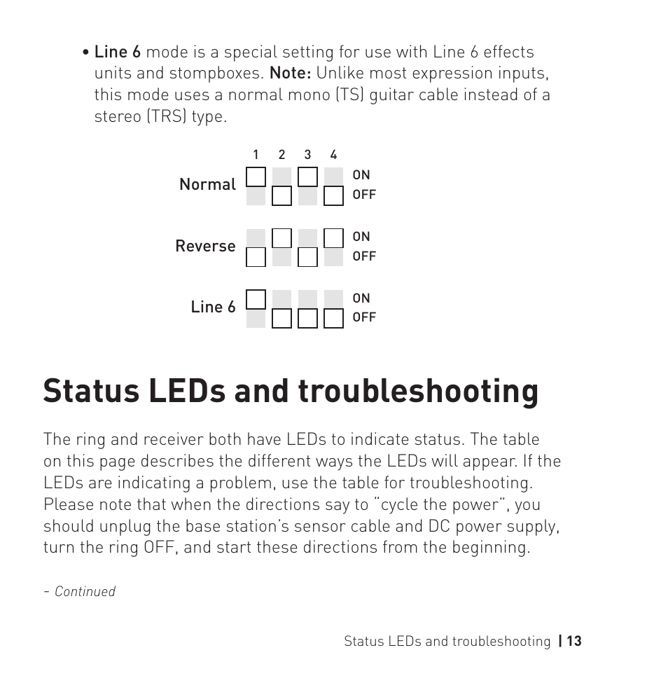 Status leds and troubleshooting | Source Audio Hot Hand 3 Universal Wireless Adapter User Manual | Page 13 / 16