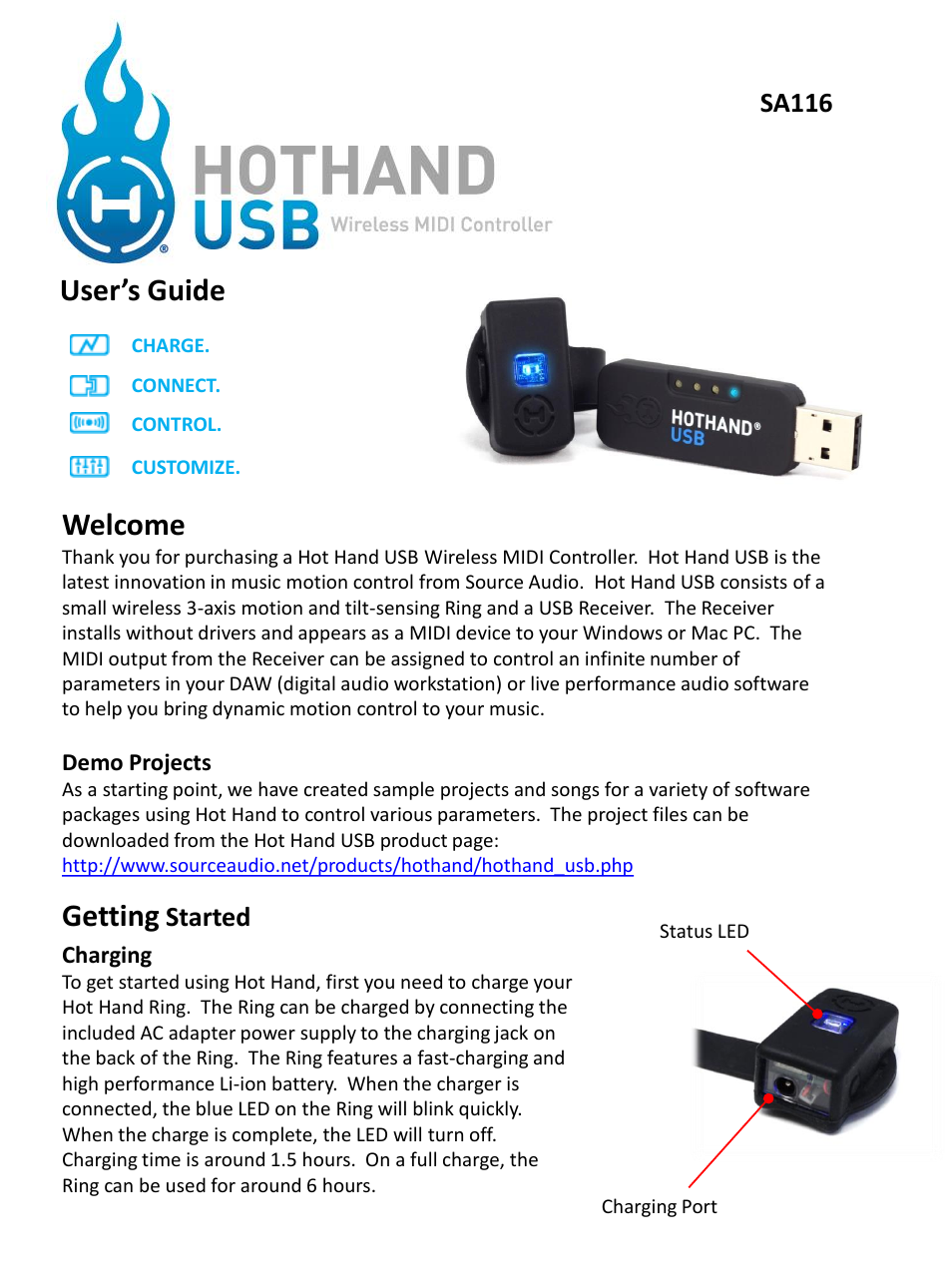 Source Audio Hot Hand USB User Manual | 9 pages