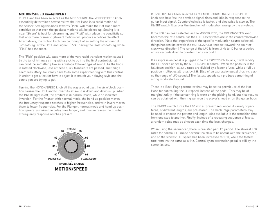 Motion/speed | Source Audio Hot Hand Phaser/Flanger User Manual | Page 10 / 19