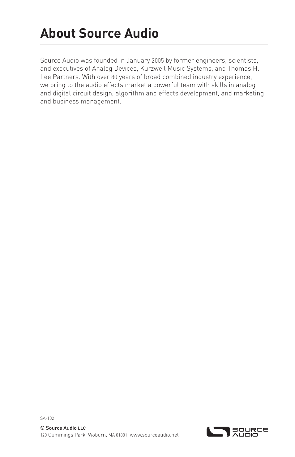 About source audio | Source Audio Hot Hand Phaser/Flanger User Manual | Page 19 / 19