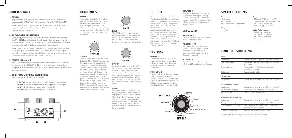 Source Audio Soundblox Multiwave Distortion User Manual | 2 pages