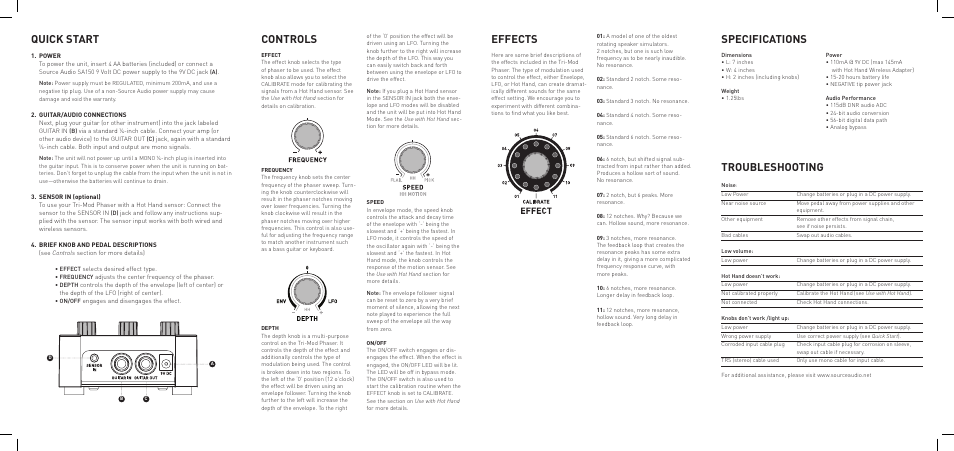 Source Audio Soundblox Tri-Mod Phaser User Manual | 2 pages