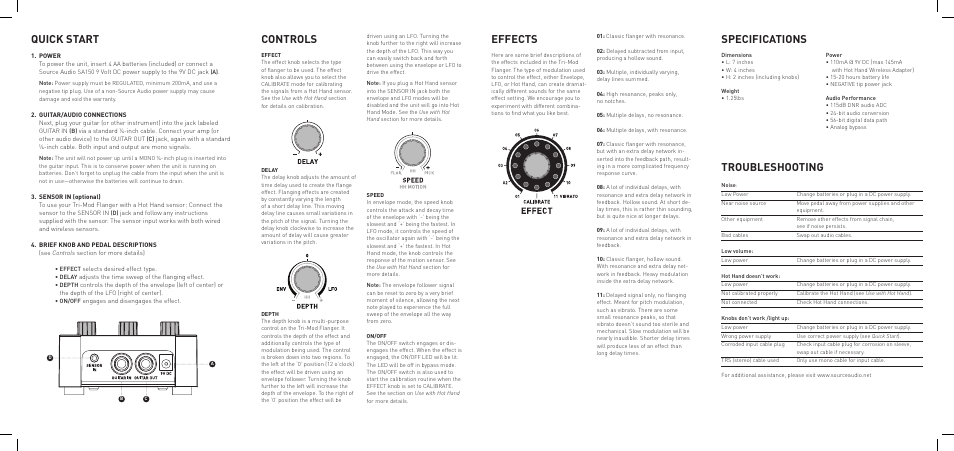 Source Audio Soundblox Tri-Mod Flanger User Manual | 2 pages