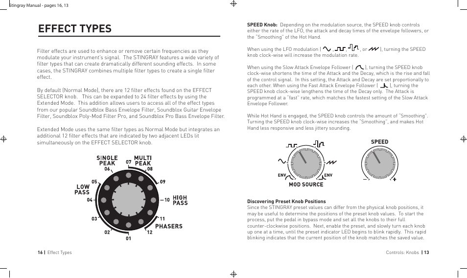 Effect types | Source Audio Soundblox 2 Stingray Multi-Filter User Manual | Page 13 / 28