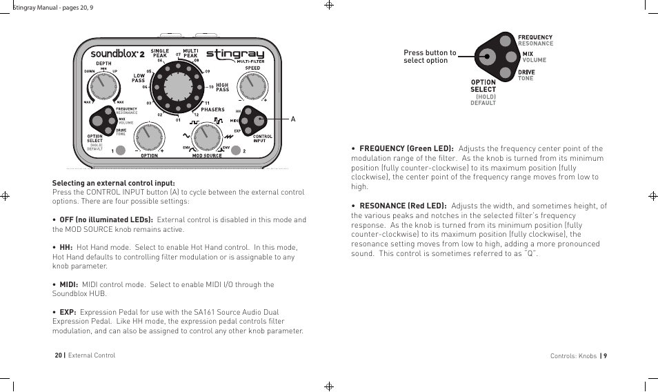 Source Audio Soundblox 2 Stingray Multi-Filter User Manual | Page 20 / 28