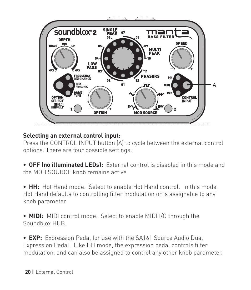 Manta pg20, External control 20, O rb i tal | Source Audio Soundblox 2 Manta Bass Filter User Manual | Page 20 / 28