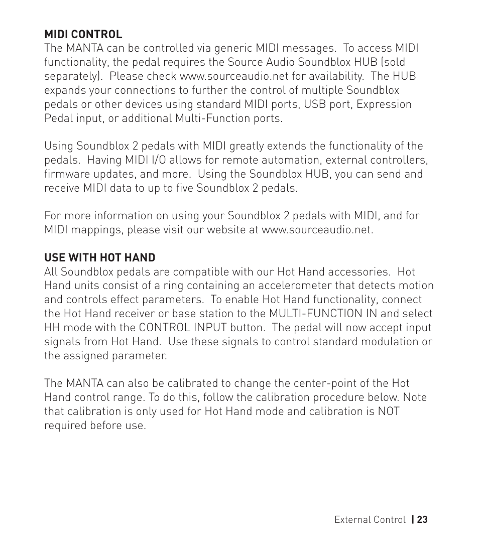 Manta pg23 | Source Audio Soundblox 2 Manta Bass Filter User Manual | Page 23 / 28