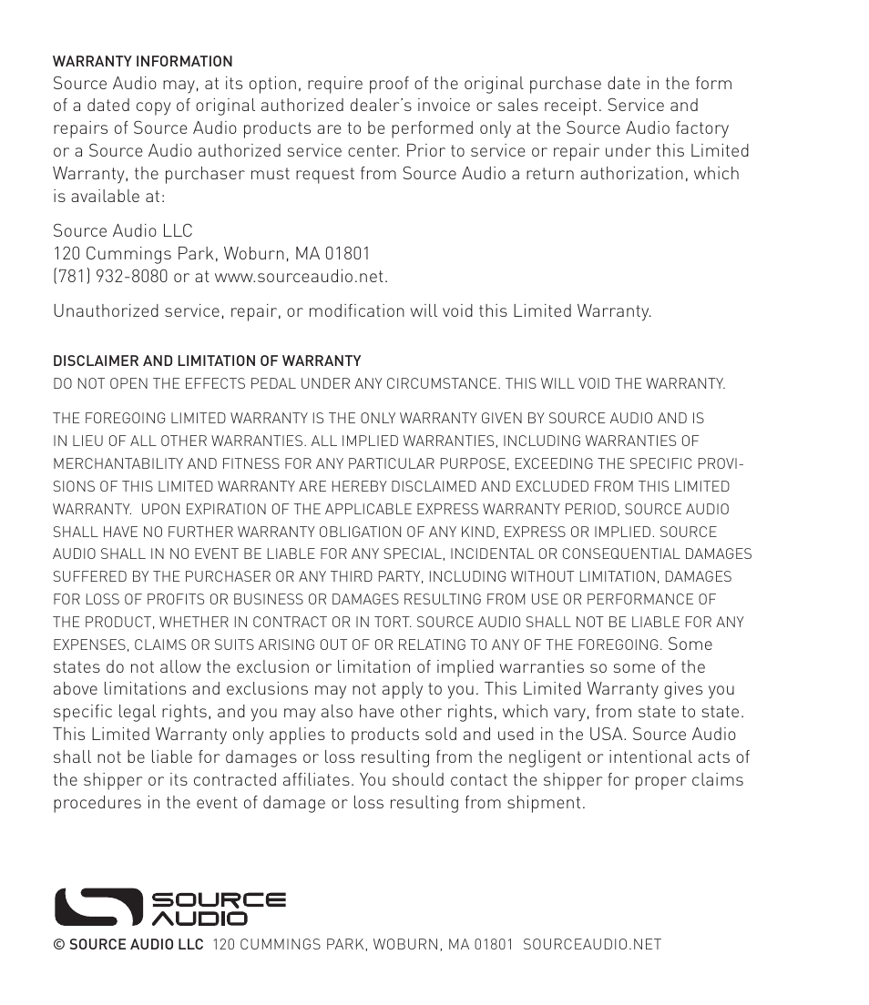 Source Audio Soundblox 2 OFD Bass microModeler User Manual | Page 24 / 24