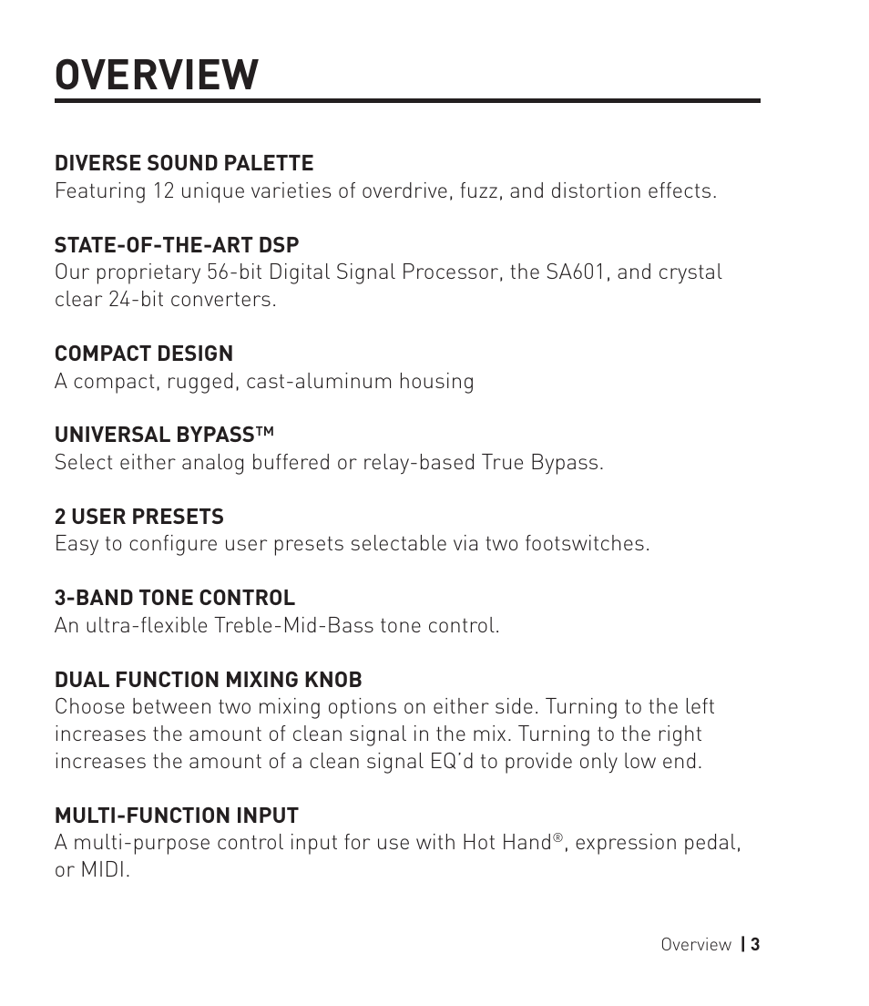 Overview | Source Audio Soundblox 2 OFD Bass microModeler User Manual | Page 3 / 24