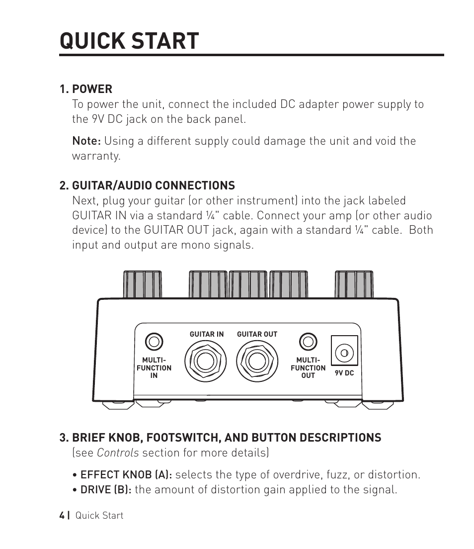 Quick start | Source Audio Soundblox 2 OFD Bass microModeler User Manual | Page 4 / 24