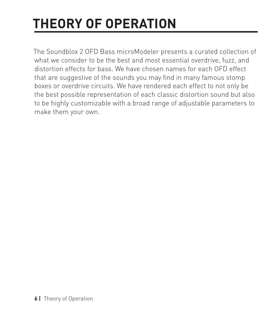 Theory of operation | Source Audio Soundblox 2 OFD Bass microModeler User Manual | Page 6 / 24